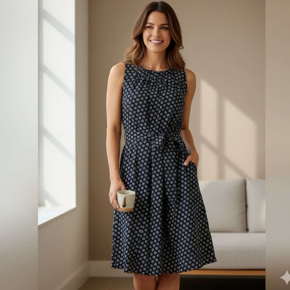 Madewell‎ Knee Length Sheath Dress Navy Floral Patterned SIZE XS